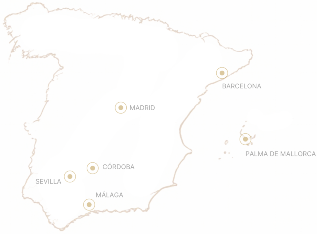 Mapa de las sedes de R. Sánchez Abogados en España